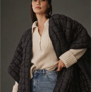Anthropologie Black Quilted Cape